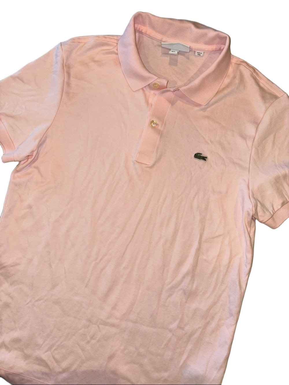 Lacoste Mens Small Pink Classic Short Sleeve Pique Polo Shirt Regular Fit
